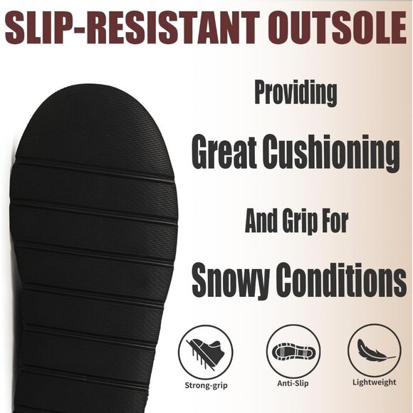 Women's Black Snow Winter Warm Hook Loop Ankle Faux Fur Lining Booties Shoes - Picture 4 of 6